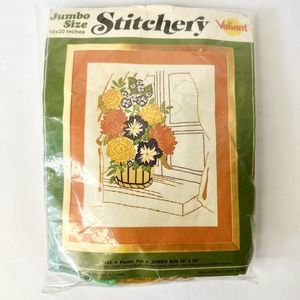 Valiant‎ Window Seal & Flowers Stitchery Kit Jumbo 16"x20" Vtg Boho Decor Crafts